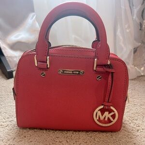 Michael Kors Mini Leather Hand Bag/Crossbody in Bright Red